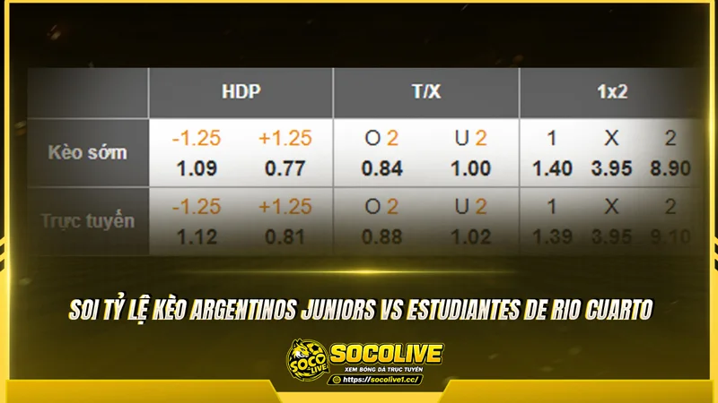 Soi tỷ lệ kèo Argentinos Juniors vs Estudiantes de Rio Cuarto
